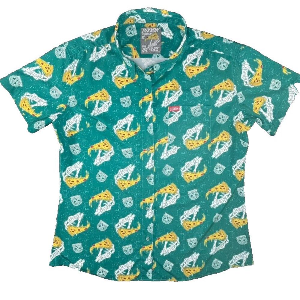 Dixxon Flannel Co Women's XL The Slice Party Shirt Green Graphic Y2K Vibe Casual